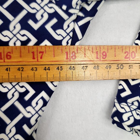 Talbots Small V-Neck Wrap Style Geometric Top Navy White Classic New Tags - Picture 9 of 10